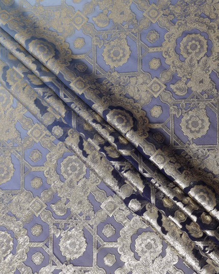 Slate Blue Silk Chiffon Metallic Lurex Fabric 110cm