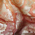 Rust Orange Silk Chiffon Metallic Lurex Fabric 110cm