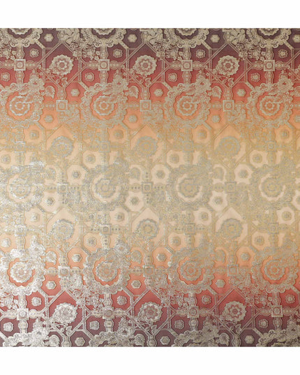 Rust Orange Silk Chiffon Metallic Lurex Fabric 110cm