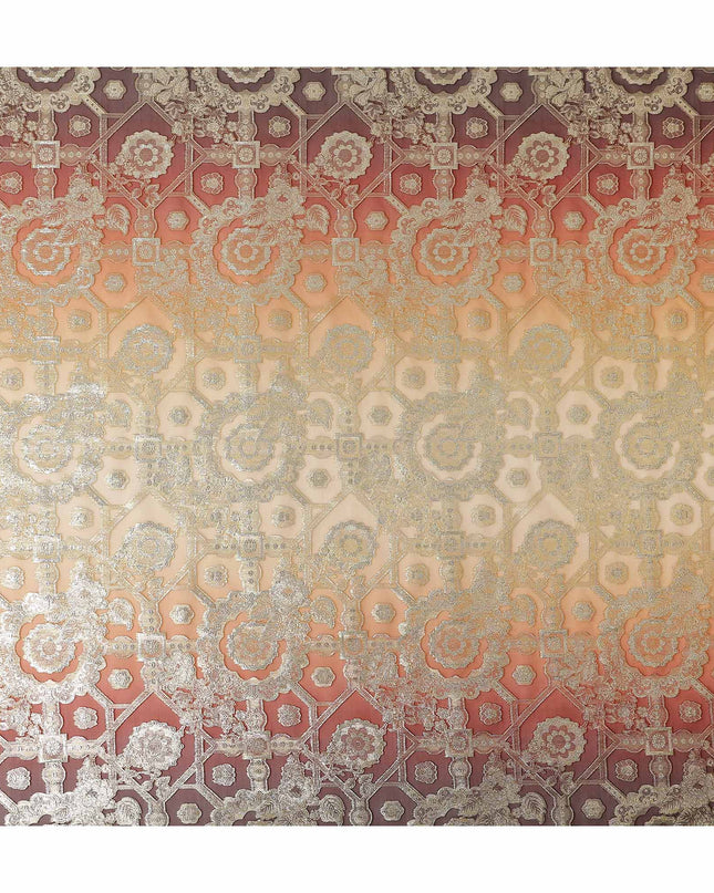 Rust Orange Silk Chiffon Metallic Lurex Fabric 110cm