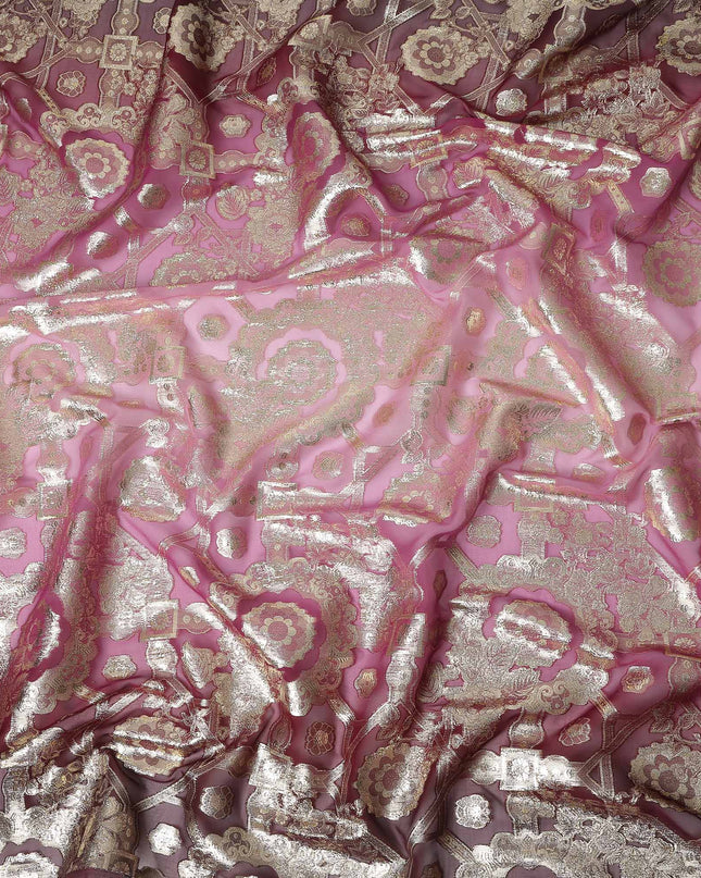 Raspberry Pink Silk Chiffon Metallic Lurex Fabric 110cm
