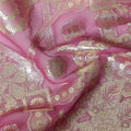Raspberry Pink Silk Chiffon Metallic Lurex Fabric 110cm