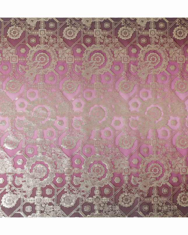 Raspberry Pink Silk Chiffon Metallic Lurex Fabric 110cm