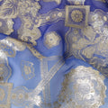 Royal Blue Silk Chiffon Metallic Lurex Fabric 110cm