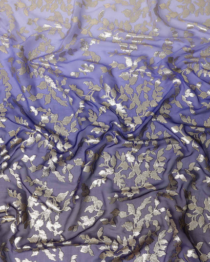 Indigo Blue Silk Chiffon Metallic Lurex Fabric 110cm