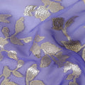 Indigo Blue Silk Chiffon Metallic Lurex Fabric 110cm