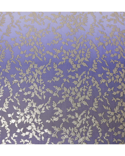Indigo Blue Silk Chiffon Metallic Lurex Fabric 110cm