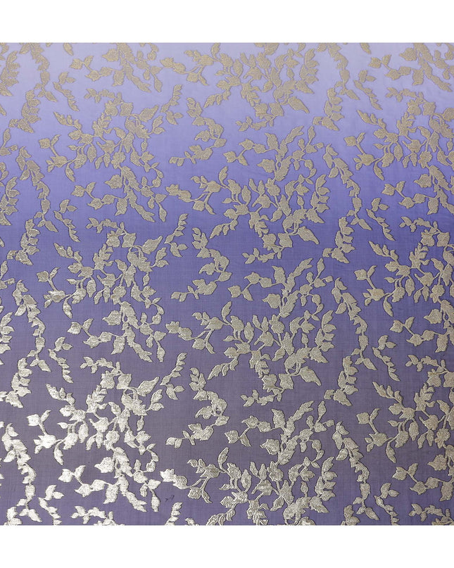 Indigo Blue Silk Chiffon Metallic Lurex Fabric 110cm