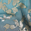 Teal Blue Silk Chiffon Metallic Lurex Fabric 110cm