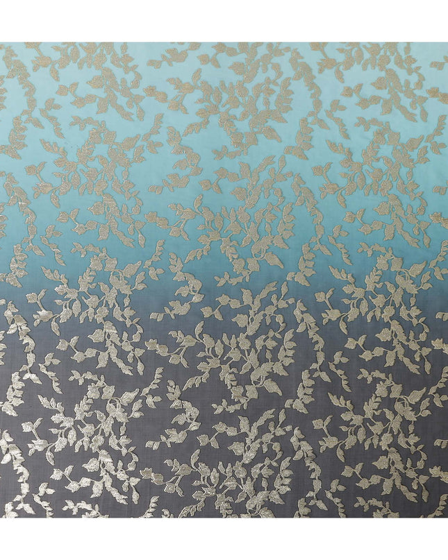 Teal Blue Silk Chiffon Metallic Lurex Fabric 110cm