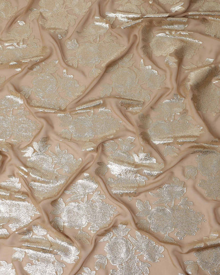 Camel Brown Silk Chiffon Metallic Lurex Fabric 110cm