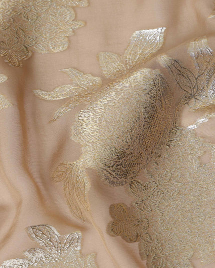 Camel Brown Silk Chiffon Metallic Lurex Fabric 110cm