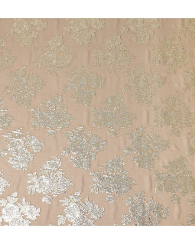 Camel Brown Silk Chiffon Metallic Lurex Fabric 110cm