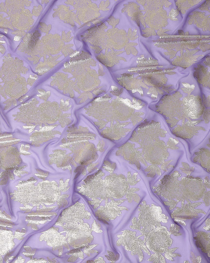 Lilac Purple Silk Chiffon Metallic Lurex Fabric 110cm