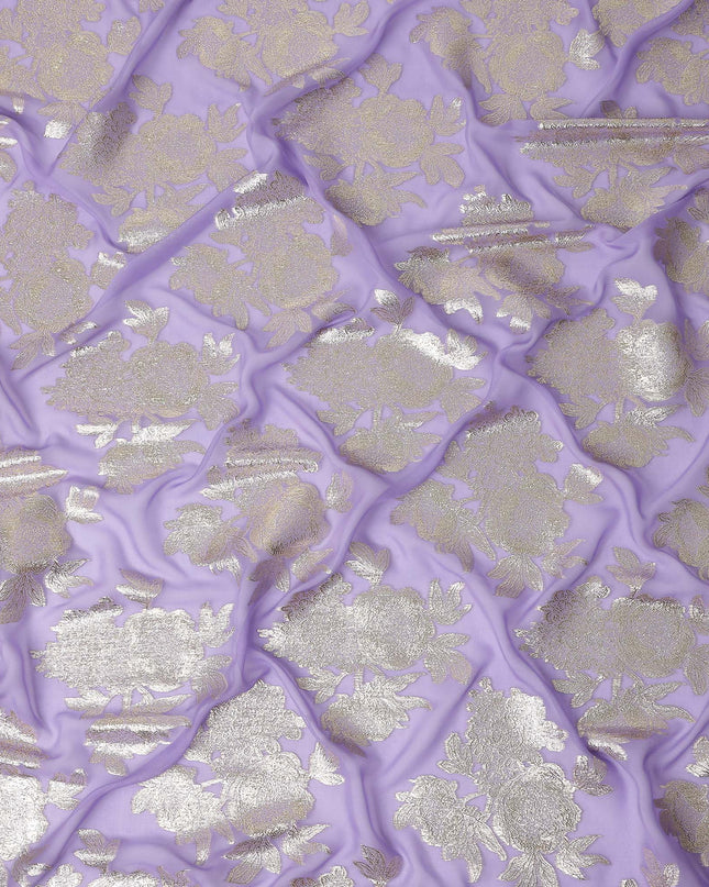 Lilac Purple Silk Chiffon Metallic Lurex Fabric 110cm