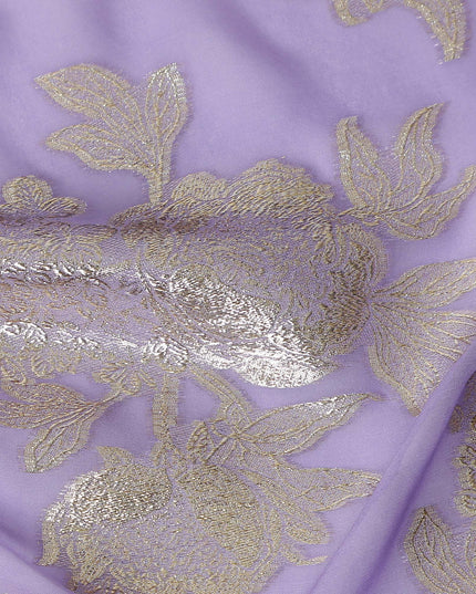 Lilac Purple Silk Chiffon Metallic Lurex Fabric 110cm