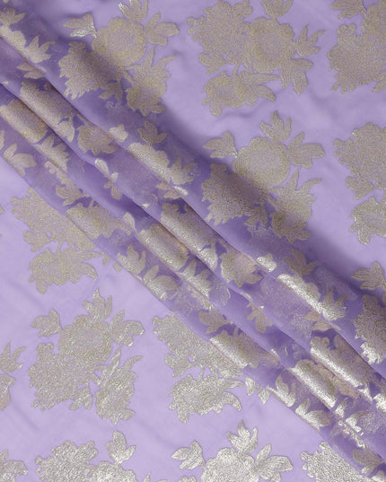 Lilac Purple Silk Chiffon Metallic Lurex Fabric 110cm