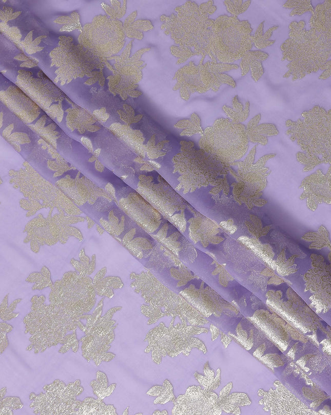 Lilac Purple Silk Chiffon Metallic Lurex Fabric 110cm