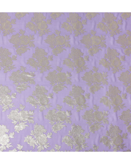 Lilac Purple Silk Chiffon Metallic Lurex Fabric 110cm