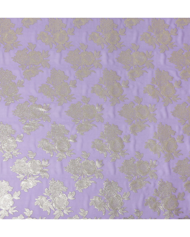 Lilac Purple Silk Chiffon Metallic Lurex Fabric 110cm