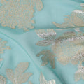 Turquoise Blue Silk Chiffon Metallic Lurex Fabric 110cm