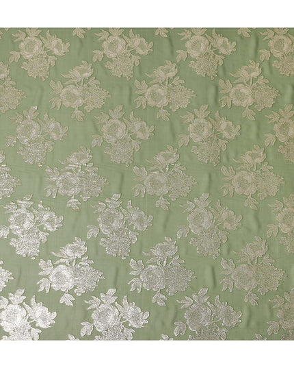 Sage Green Silk Chiffon Metallic Lurex Fabric 110cm