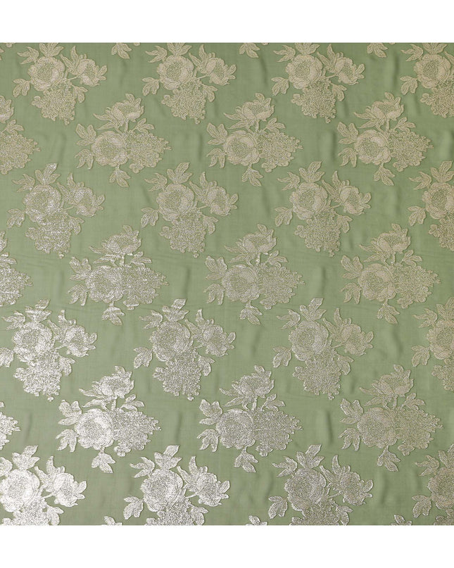 Sage Green Silk Chiffon Metallic Lurex Fabric 110cm