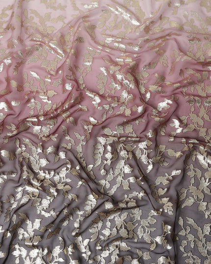Dusky Mauve Silk Chiffon Metallic Lurex Fabric 110cm