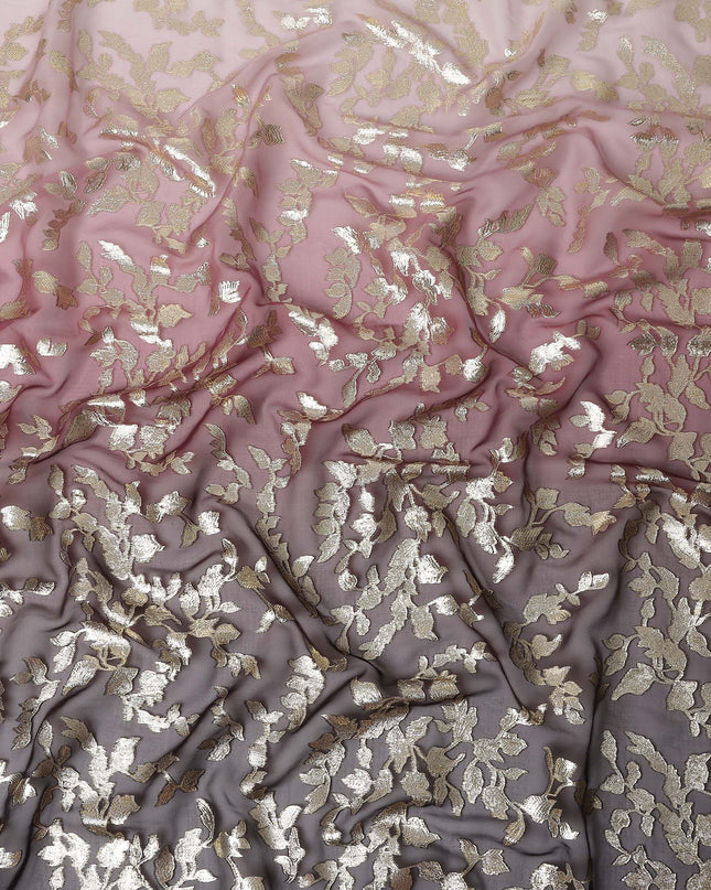 Dusky Mauve Silk Chiffon Metallic Lurex Fabric 110cm