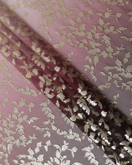 Dusky Mauve Silk Chiffon Metallic Lurex Fabric 110cm