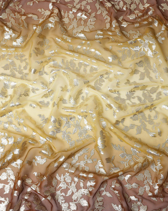 Honey Yellow Silk Chiffon Metallic Lurex Fabric 110cm