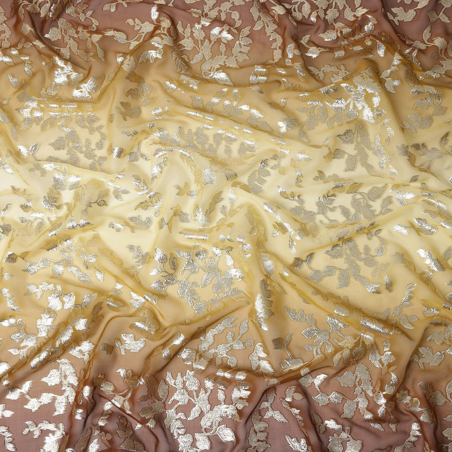 Honey Yellow Silk Chiffon Metallic Lurex Fabric 110cm