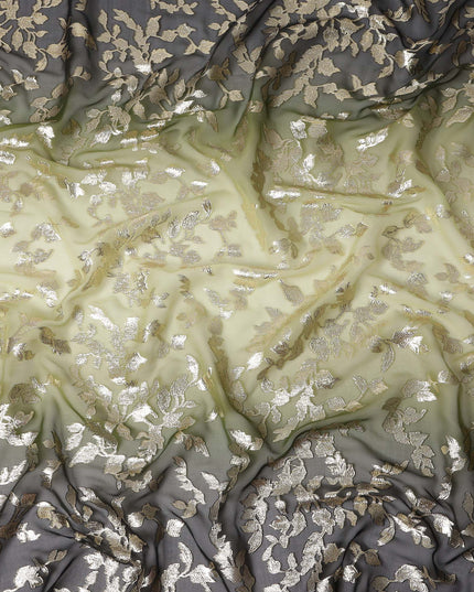 Pale Olive Silk Chiffon Metallic Lurex Fabric 110cm