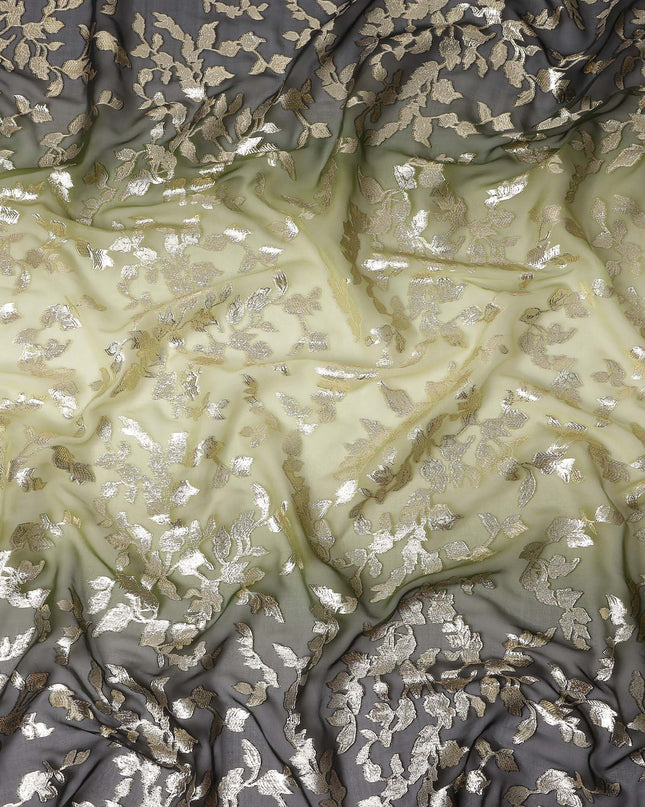 Pale Olive Silk Chiffon Metallic Lurex Fabric 110cm