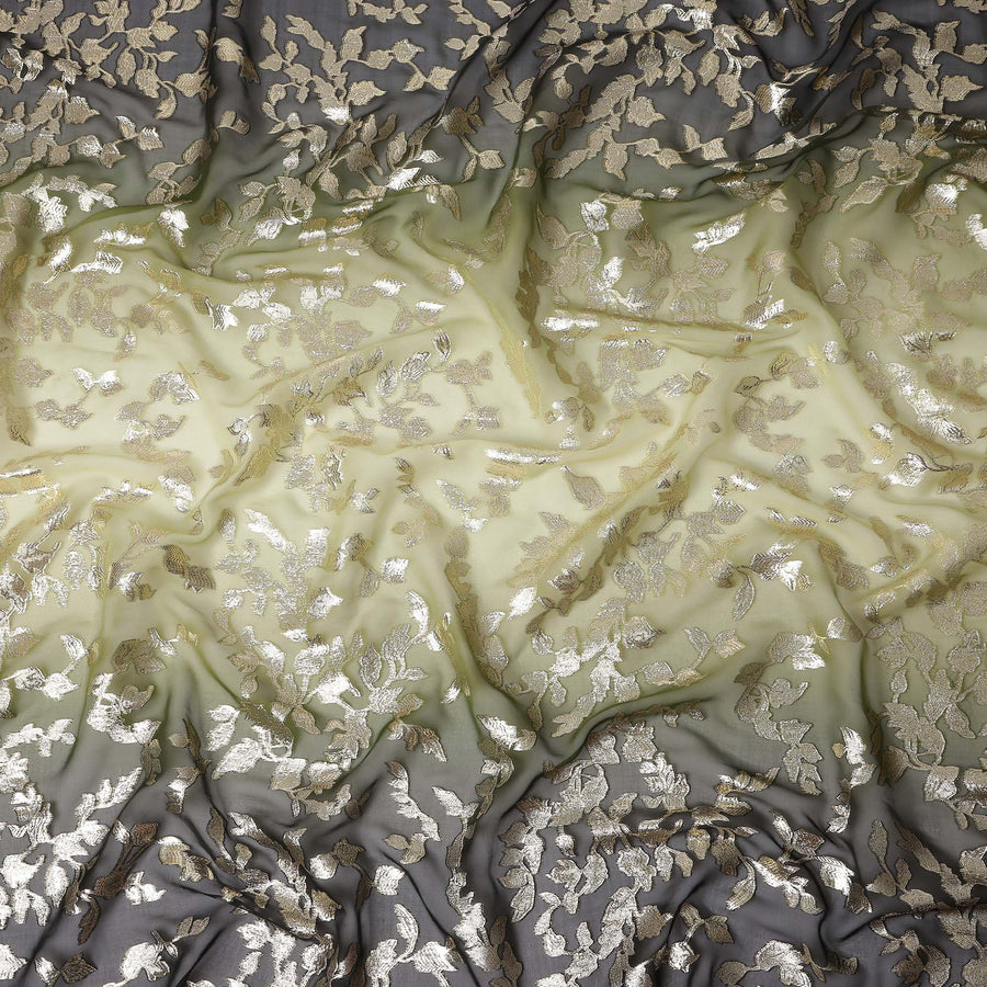 Pale Olive Silk Chiffon Metallic Lurex Fabric 110cm