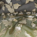 Pale Olive Silk Chiffon Metallic Lurex Fabric 110cm