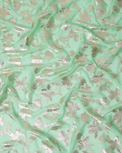 Seafoam Green Silk Chiffon Metallic Lurex Fabric 110cm