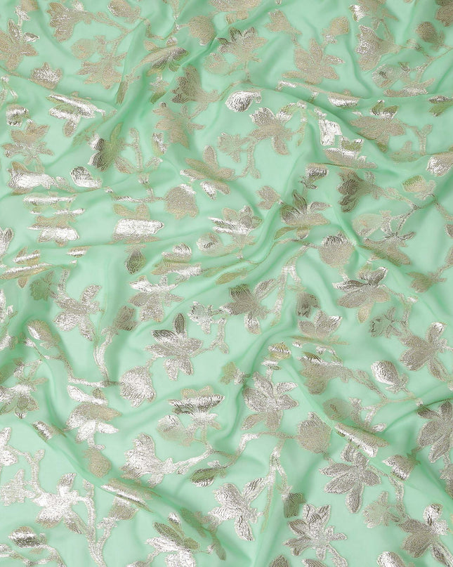 Seafoam Green Silk Chiffon Metallic Lurex Fabric 110cm