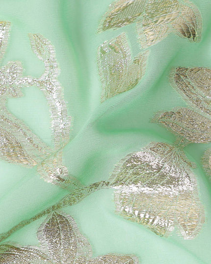 Seafoam Green Silk Chiffon Metallic Lurex Fabric 110cm