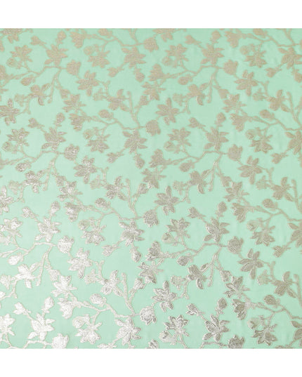 Seafoam Green Silk Chiffon Metallic Lurex Fabric 110cm