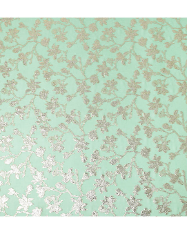 Seafoam Green Silk Chiffon Metallic Lurex Fabric 110cm