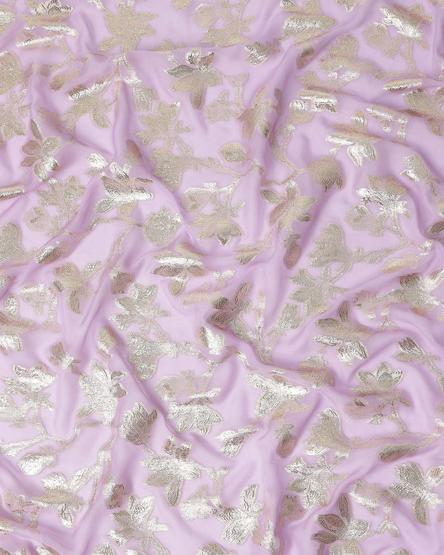 Pale Orchid Silk Chiffon Metallic Lurex Fabric 110cm