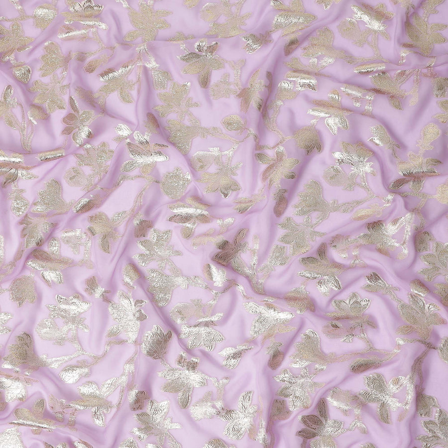 Pale Orchid Silk Chiffon Metallic Lurex Fabric 110cm