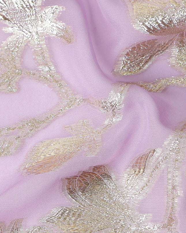 Pale Orchid Silk Chiffon Metallic Lurex Fabric 110cm