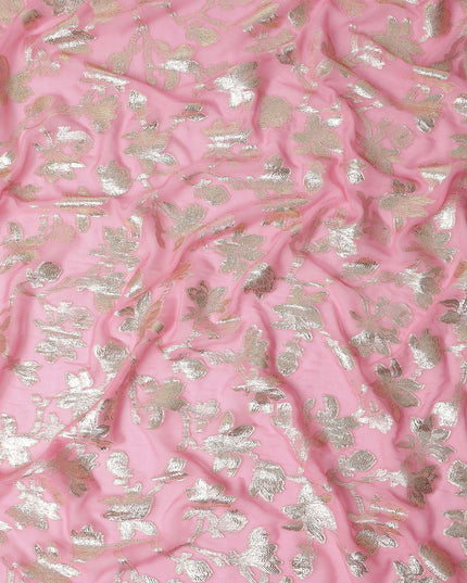 Candy Pink Silk Chiffon Metallic Lurex Fabric 110cm