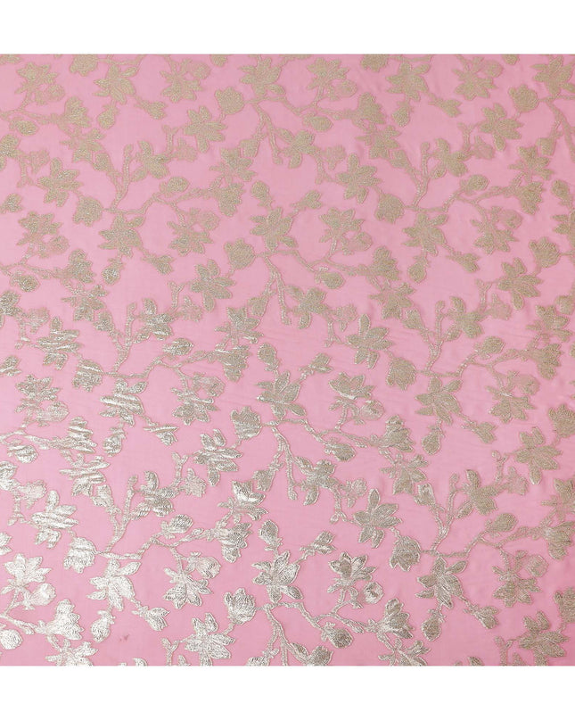 Candy Pink Silk Chiffon Metallic Lurex Fabric 110cm