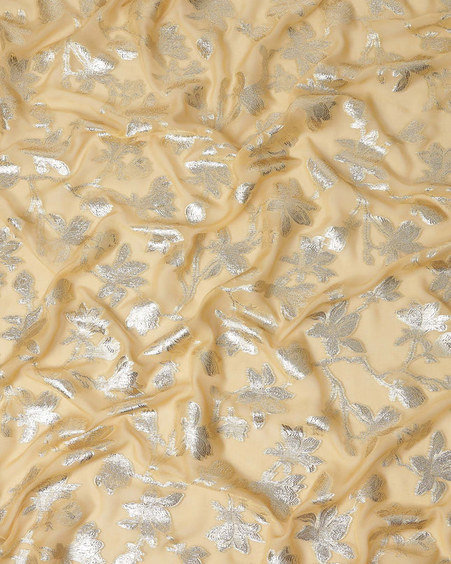 Champagne Beige Silk Chiffon Metallic Lurex Fabric 110cm