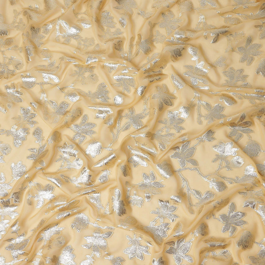 Champagne Beige Silk Chiffon Metallic Lurex Fabric 110cm
