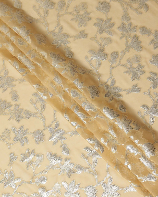 Champagne Beige Silk Chiffon Metallic Lurex Fabric 110cm