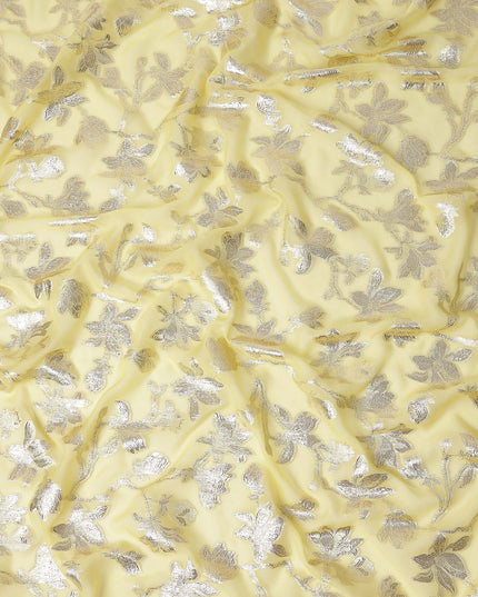 Butter Yellow Silk Chiffon Metallic Lurex Fabric 110cm
